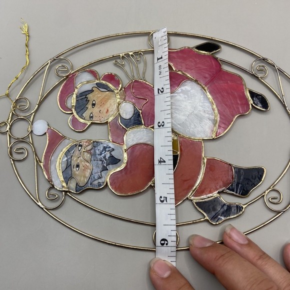 Vintage Capiz Shell Christmas Sun Catcher Santa and Mrs. Claus Holiday Decor - Picture 11 of 11